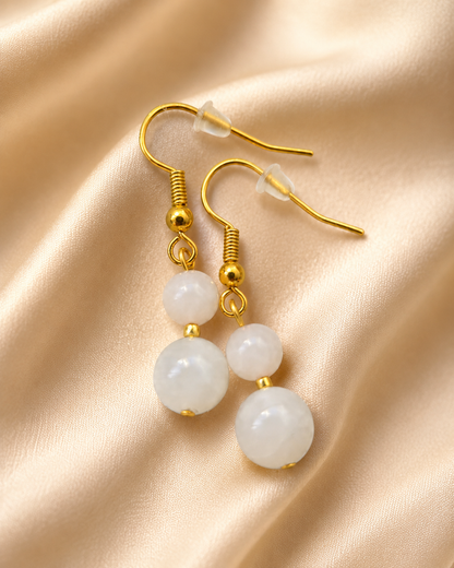 Rose Quartz Double Bead Drop Earrings