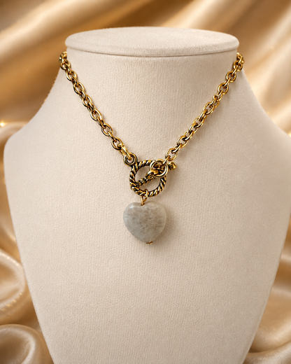 Moonstone Heart Pendant Necklace