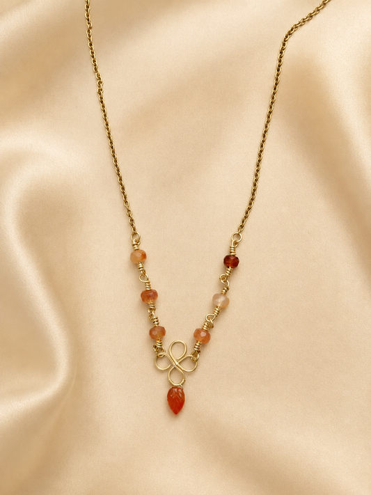 Gold-Plated Carnelian Pendant Necklace
