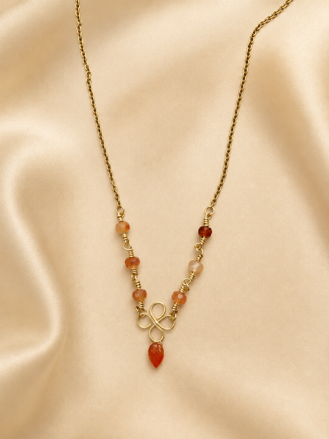 Gold-Plated Carnelian Pendant Necklace