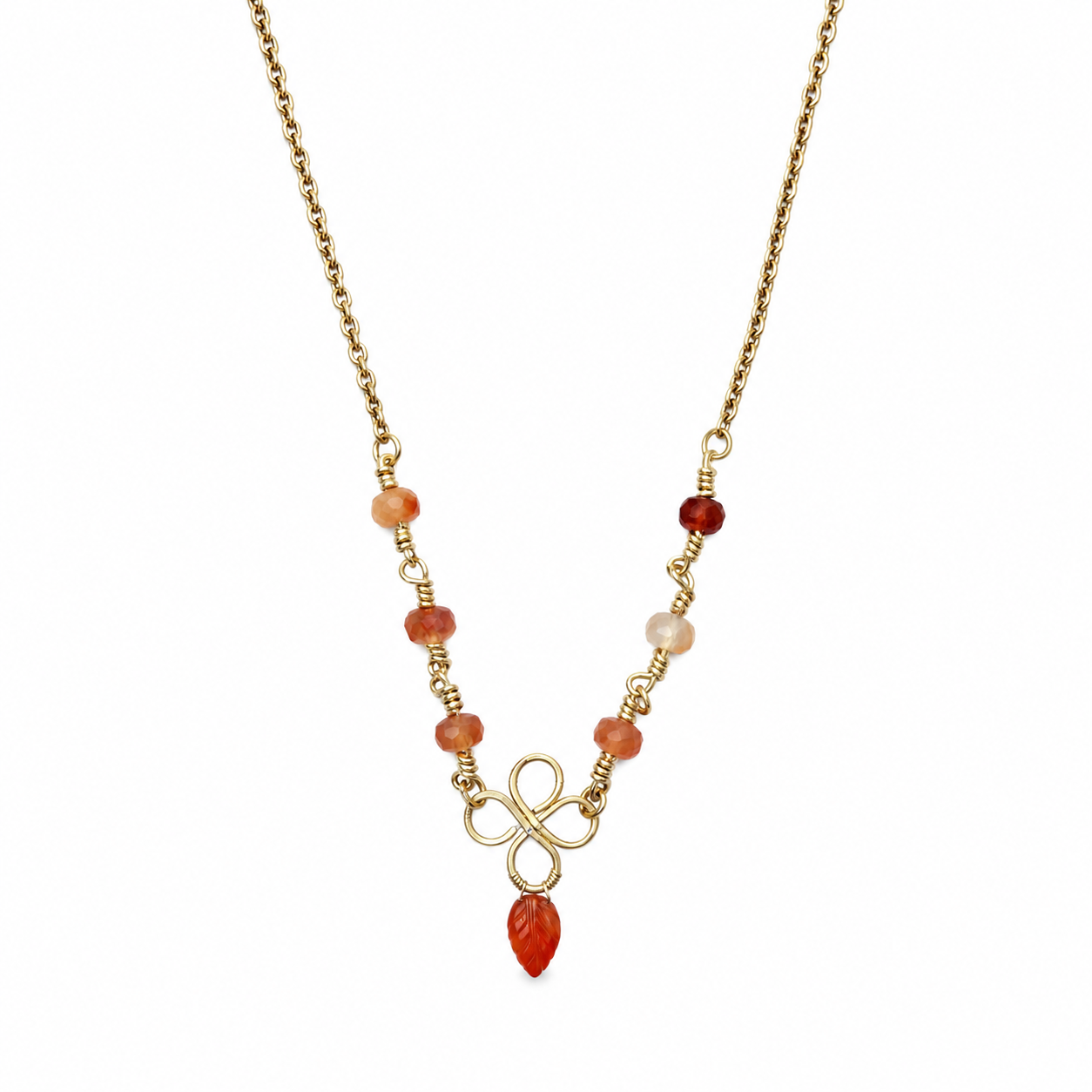 Gold-Plated Carnelian Pendant Necklace
