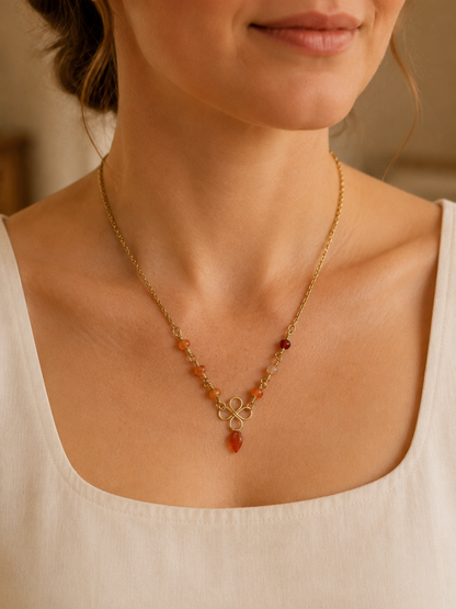 Gold-Plated Carnelian Pendant Necklace