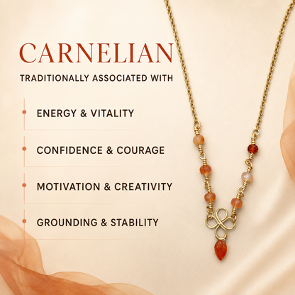 Gold-Plated Carnelian Pendant Necklace