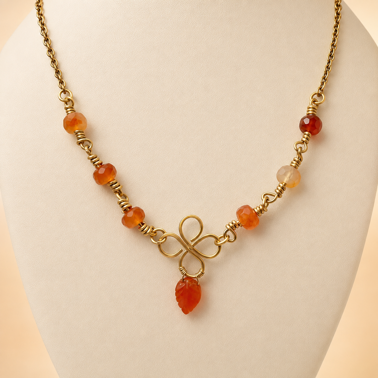 Gold-Plated Carnelian Pendant Necklace