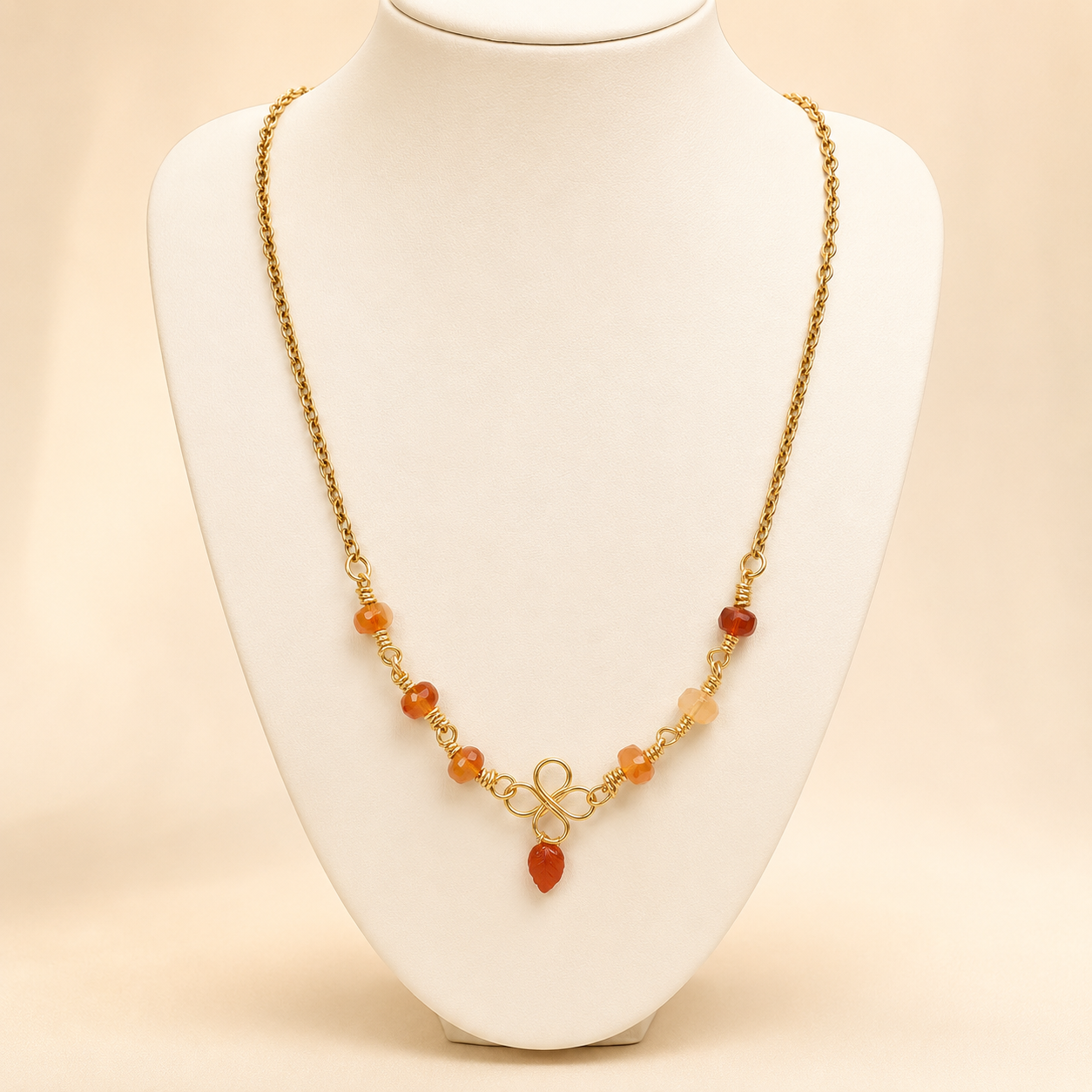 Gold-Plated Carnelian Pendant Necklace