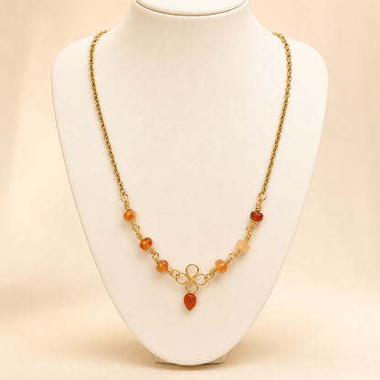 Gold-Plated Carnelian Pendant Necklace