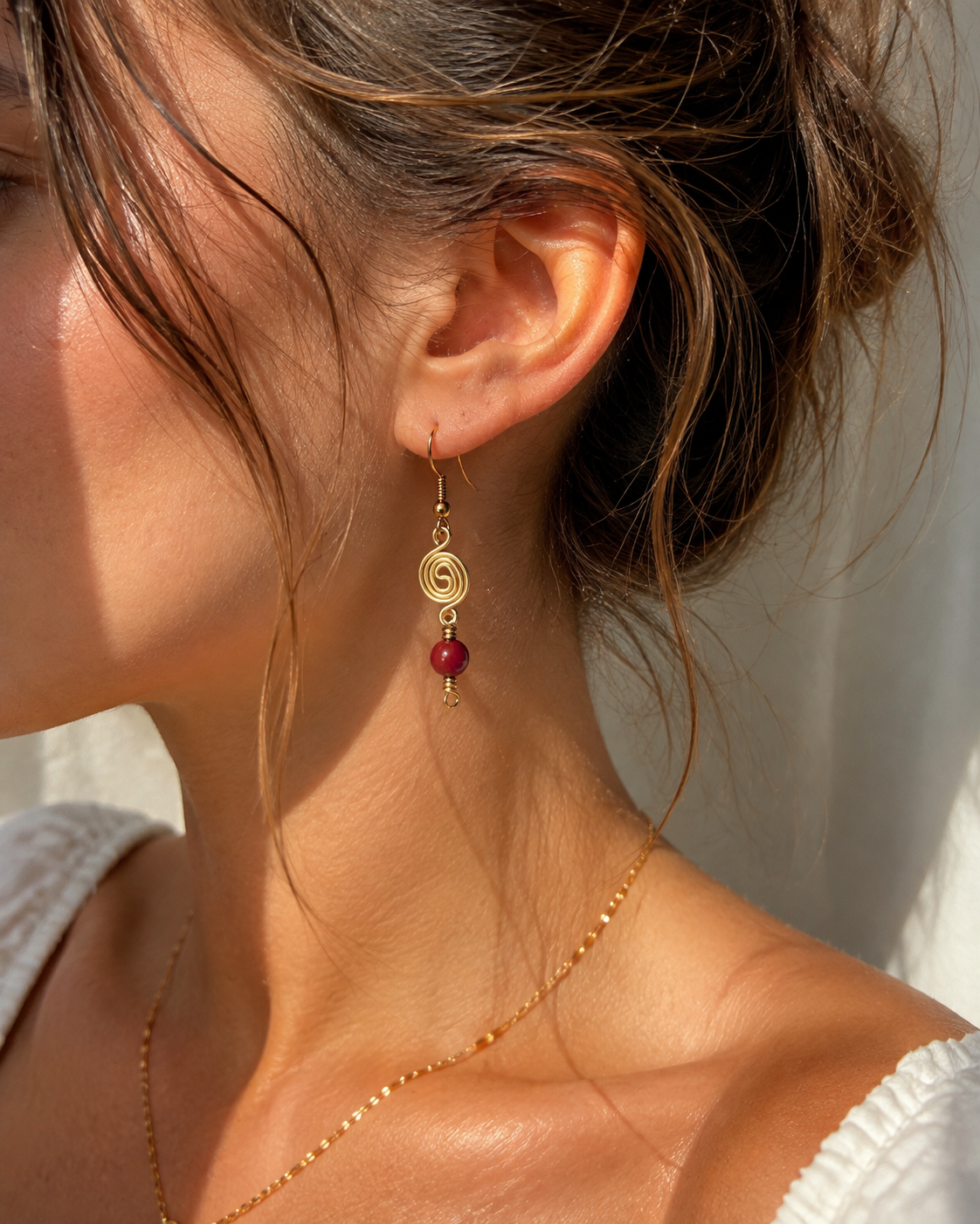 Red Jasper Spiral Drop Earrings