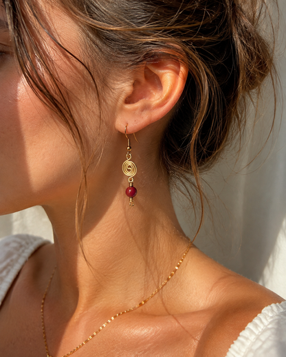 Red Jasper Spiral Drop Earrings