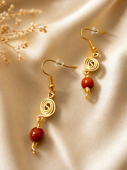 Red Jasper Spiral Drop Earrings
