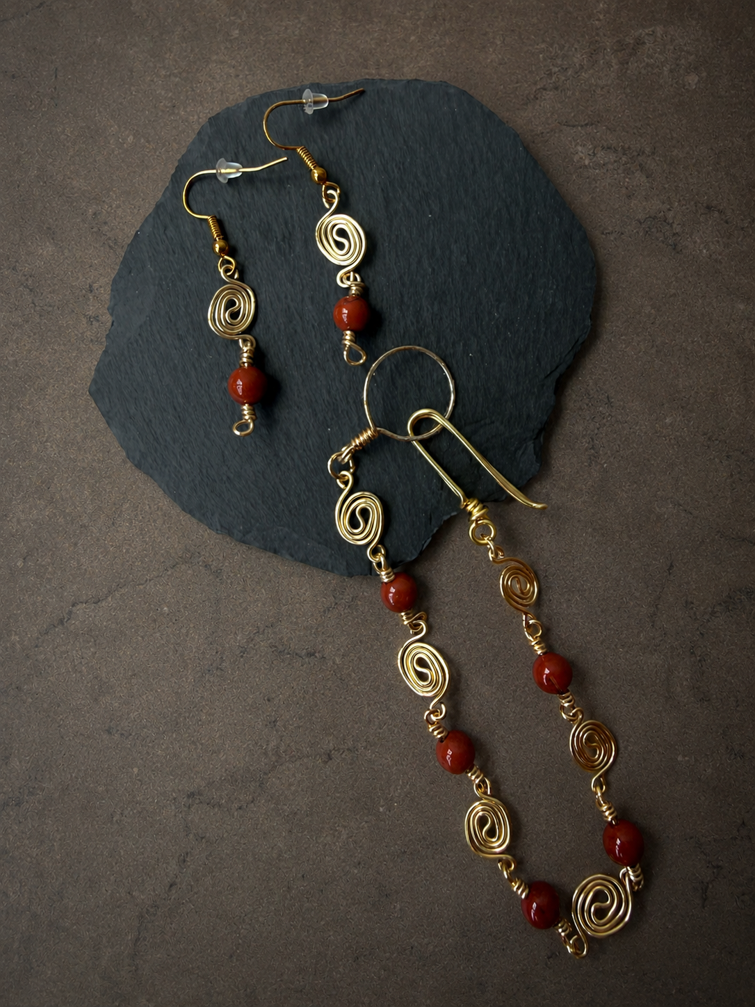 Red Jasper Spiral Jewellery Set