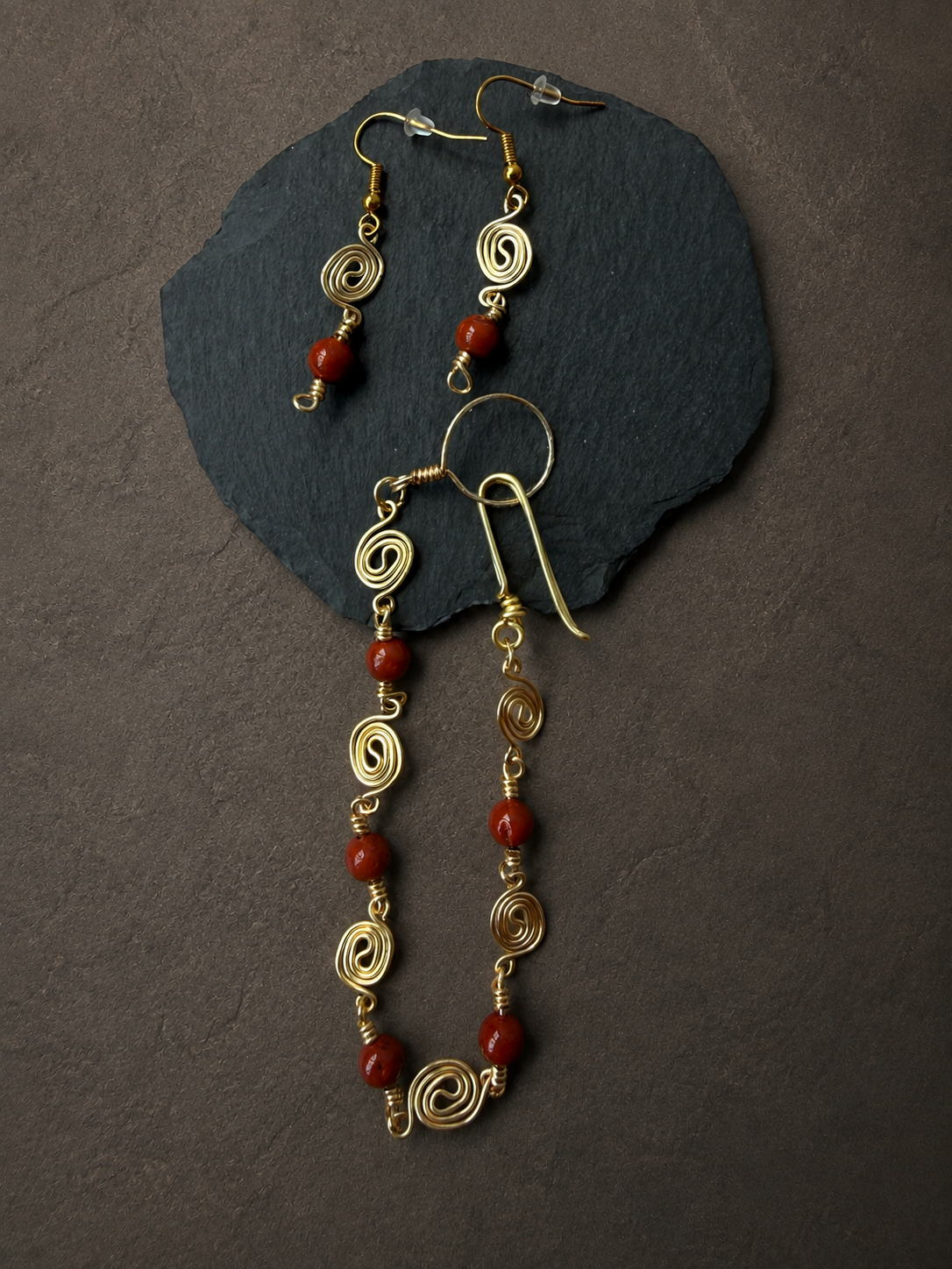 Red Jasper Spiral Jewellery Set