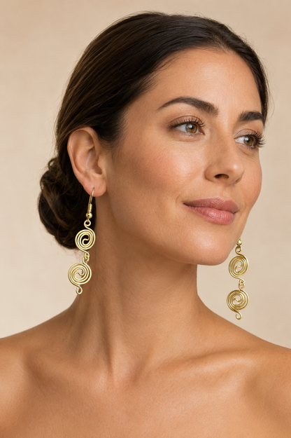 Gold Plated Double Spiral Earrings