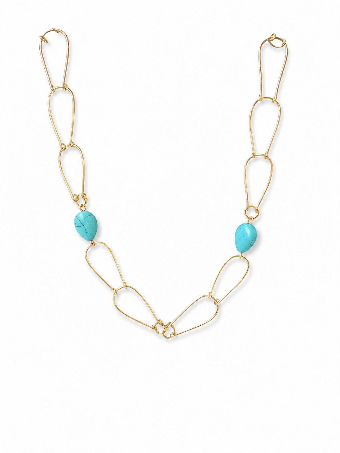 Turquoise Howlite & Gold Open-Link Necklace