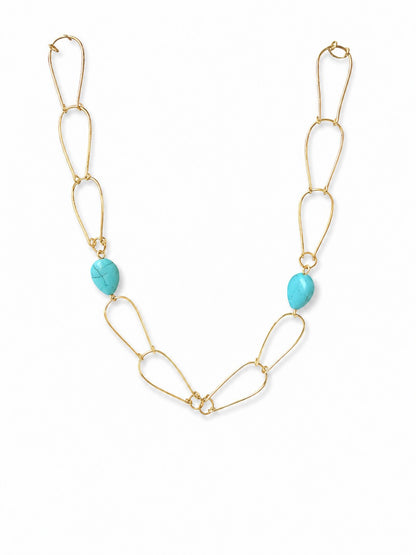 Turquoise Howlite & Gold Open-Link Necklace