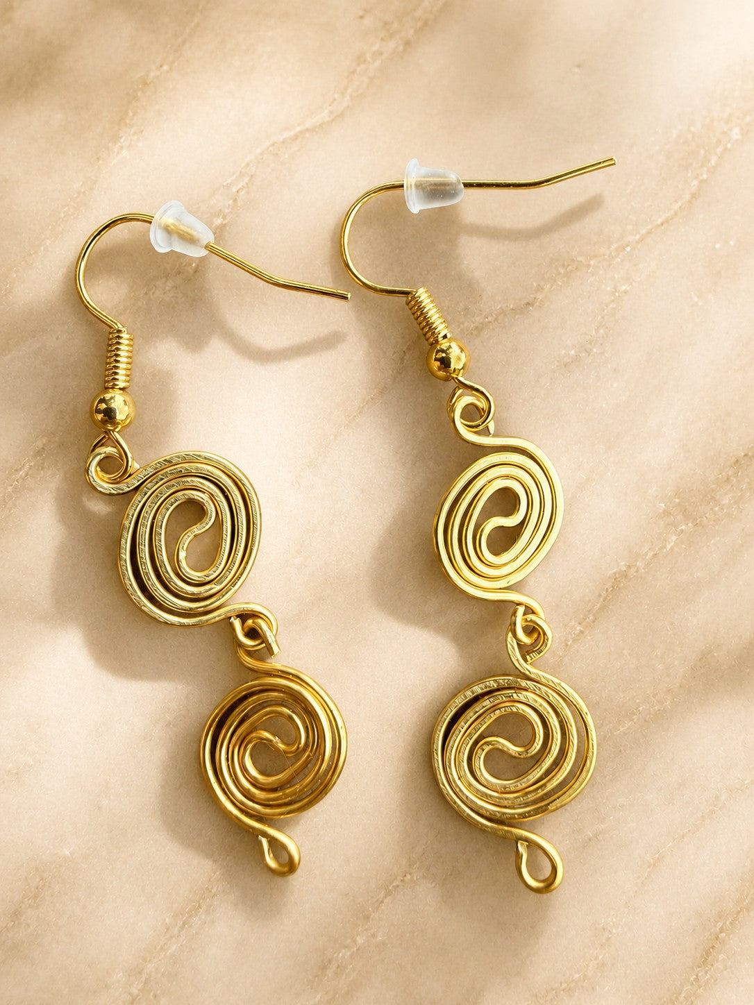 Gold Plated Double Spiral Earrings
