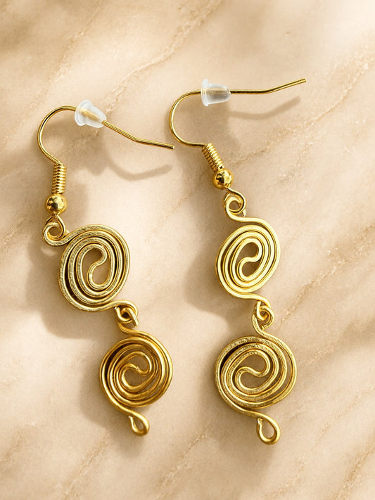 Gold Plated Double Spiral Earrings