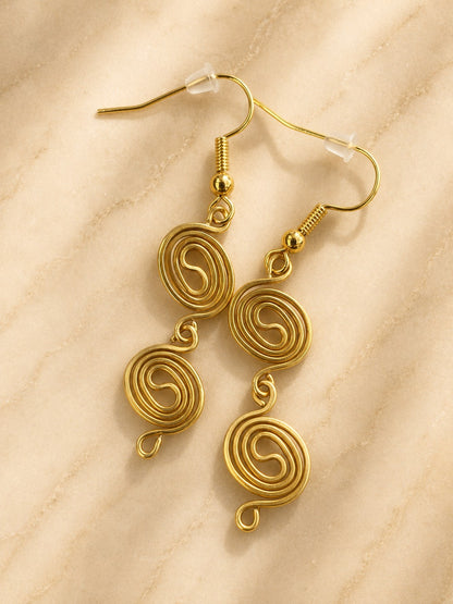 Gold Plated Double Spiral Earrings