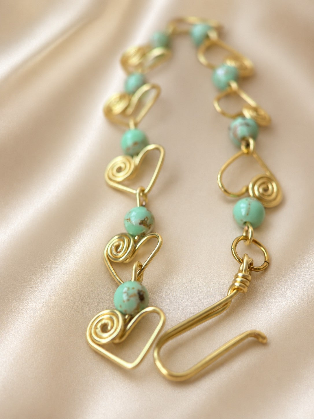 Gold Plated Howlite Heart Bracelet