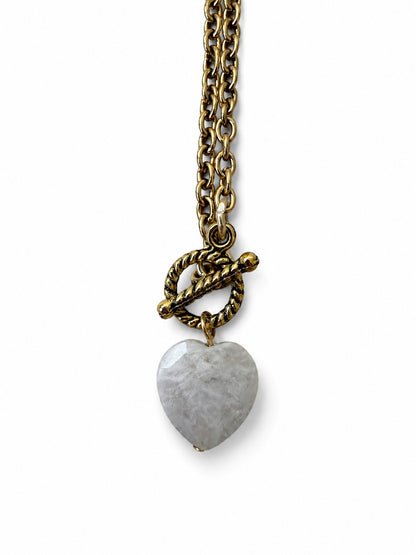 Moonstone Heart Pendant Necklace