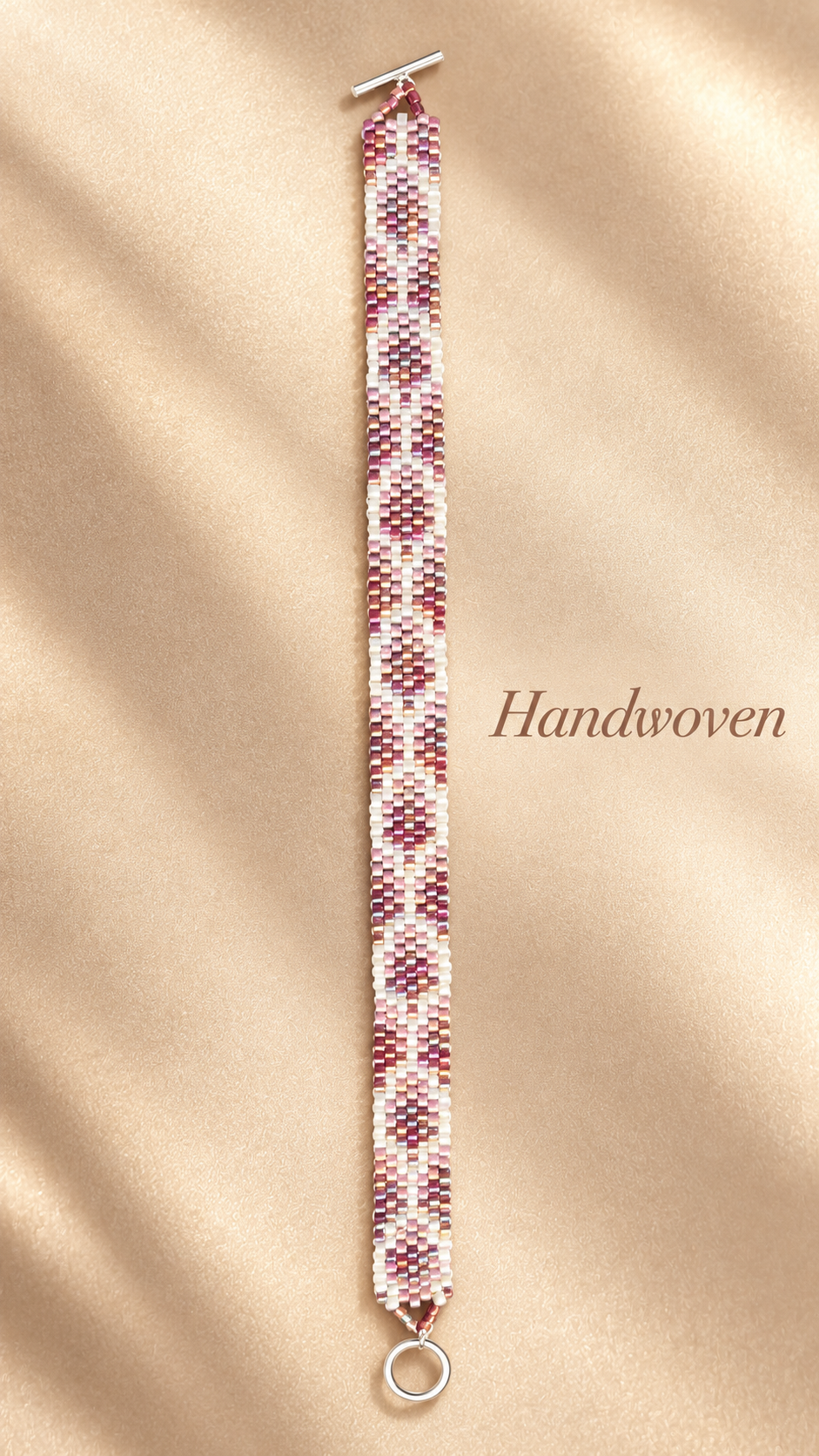 Handwoven Seed Bead Bracelet – Sterling Silver or 18k Gold-Plated Clasp
