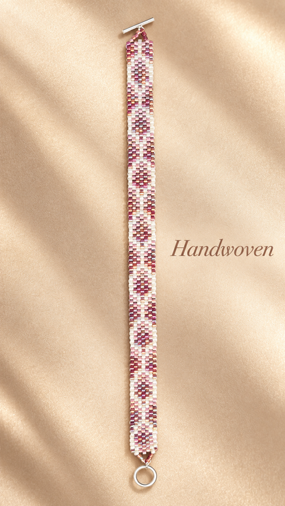 Handwoven Seed Bead Bracelet – Sterling Silver or 18k Gold-Plated Clasp