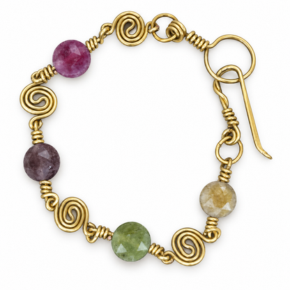 Gold-Plated Handcrafted Spiral Tourmaline Bracelet