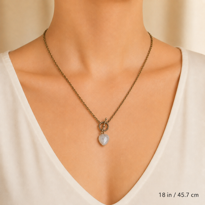 Moonstone Heart Pendant Necklace