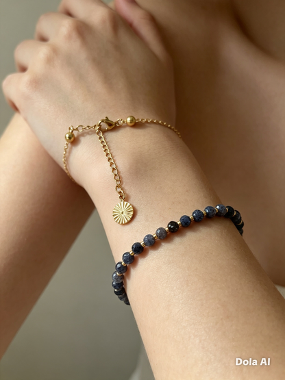 Sapphire Bead Bracelet with 18k Gold-Plated Extender