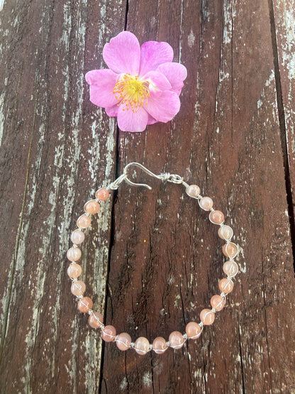 Sunstone and silver plated link bracelet