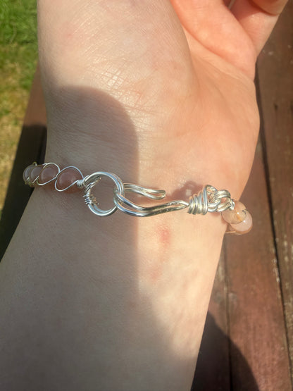 Sunstone and silver plated link bracelet