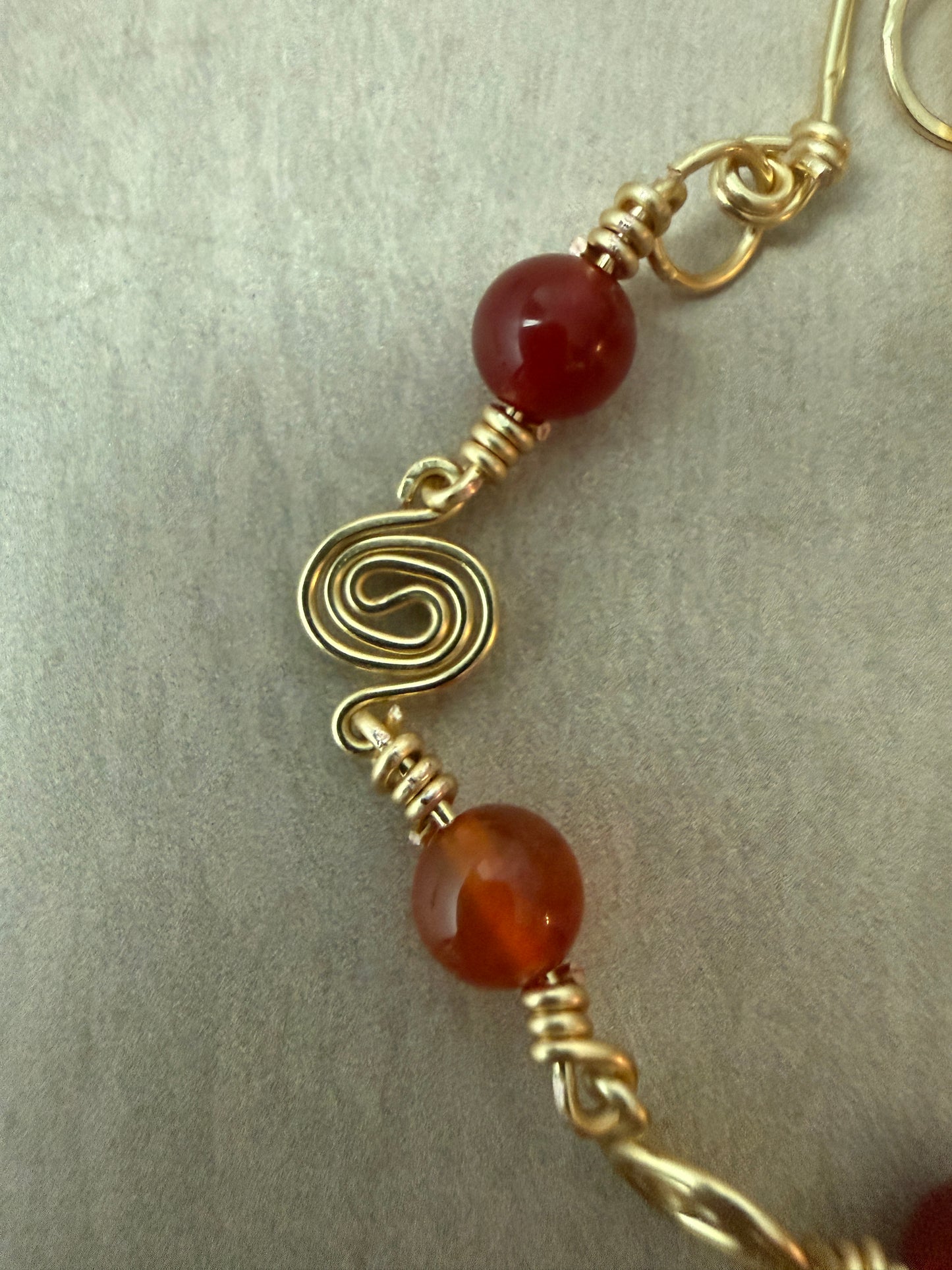 Red Agate & Gold Spiral Bracelet