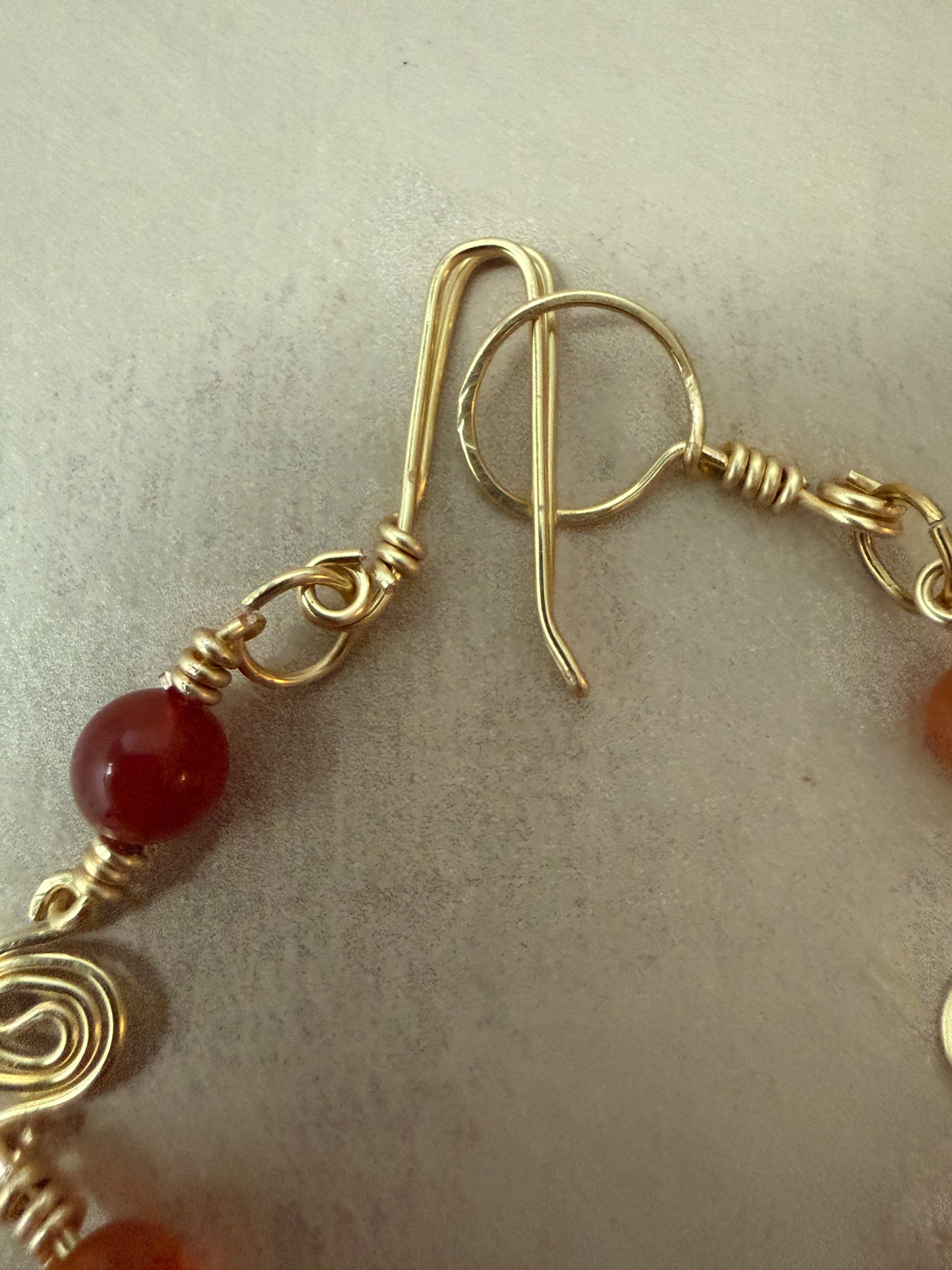 Red Agate & Gold Spiral Bracelet