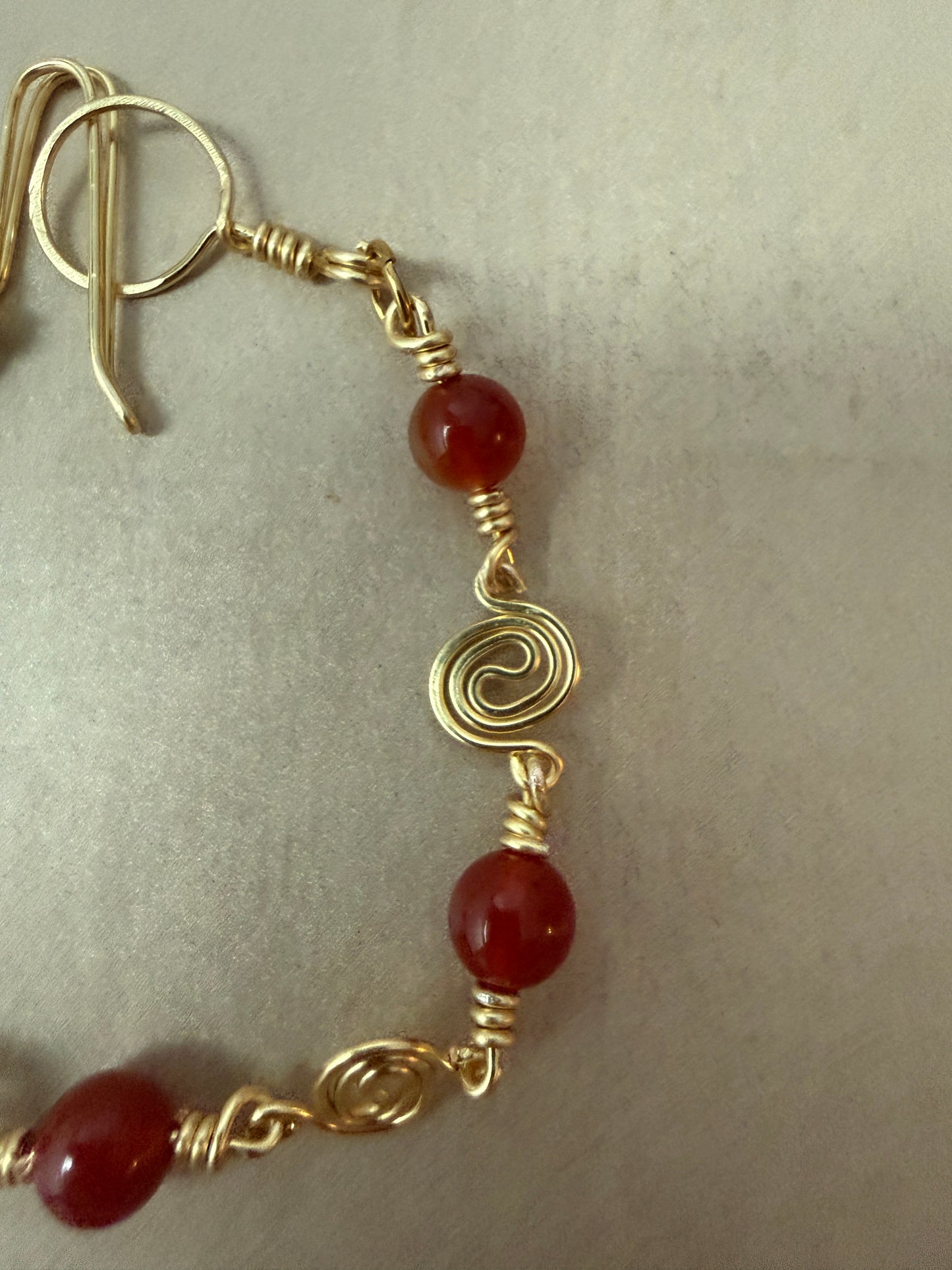 Red Agate & Gold Spiral Bracelet