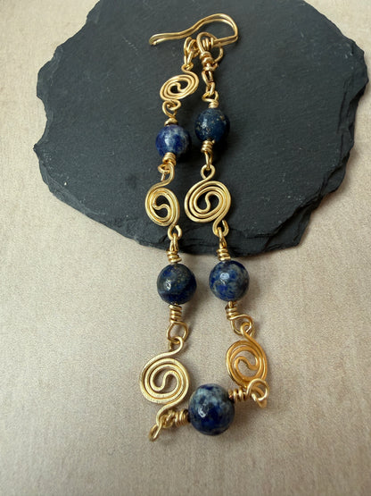 Lapis Lazuli & Gold-Plated Spiral Bracelet