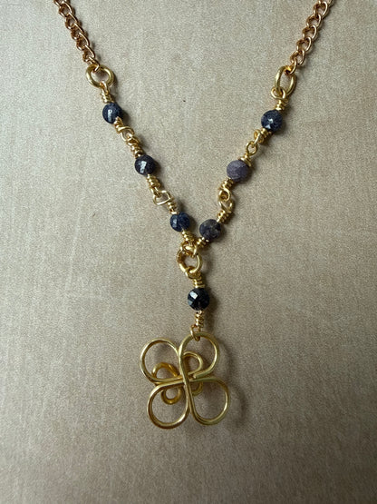 Gold-Plated Sapphire Bead Necklace