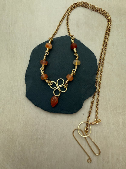 Gold-Plated Carnelian Pendant Necklace