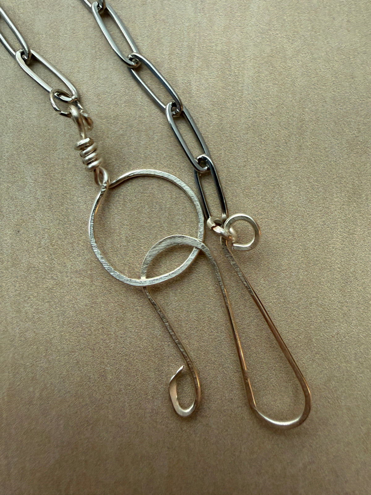 Handmade Silver Plated Pendant Necklace with Toggle Clasp