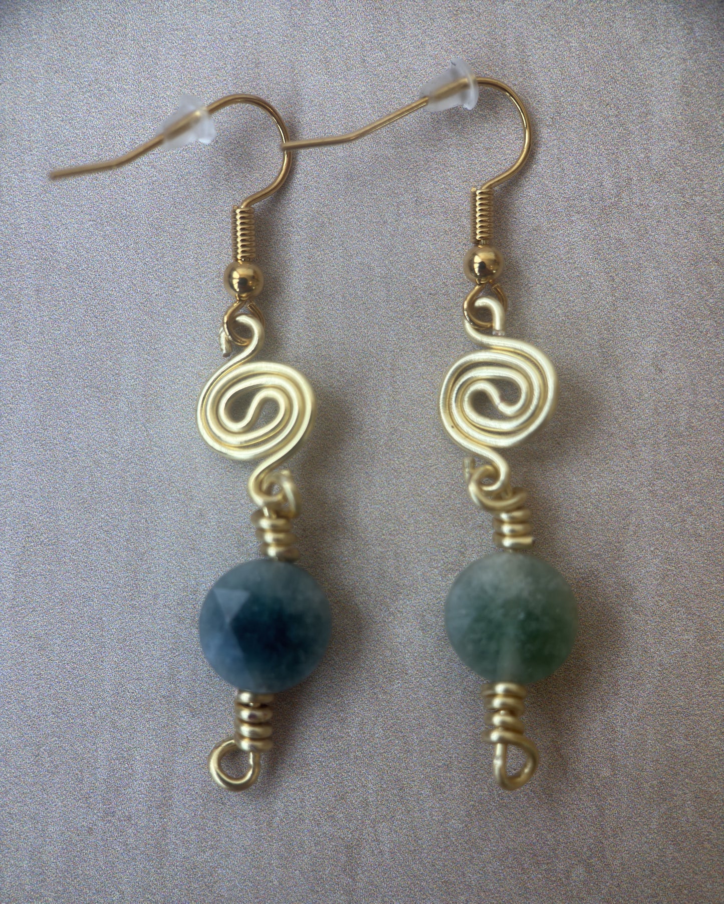 Gold-Plated Handcrafted Spiral Tourmaline Earrings
