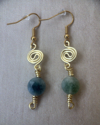 Gold-Plated Handcrafted Spiral Tourmaline Earrings