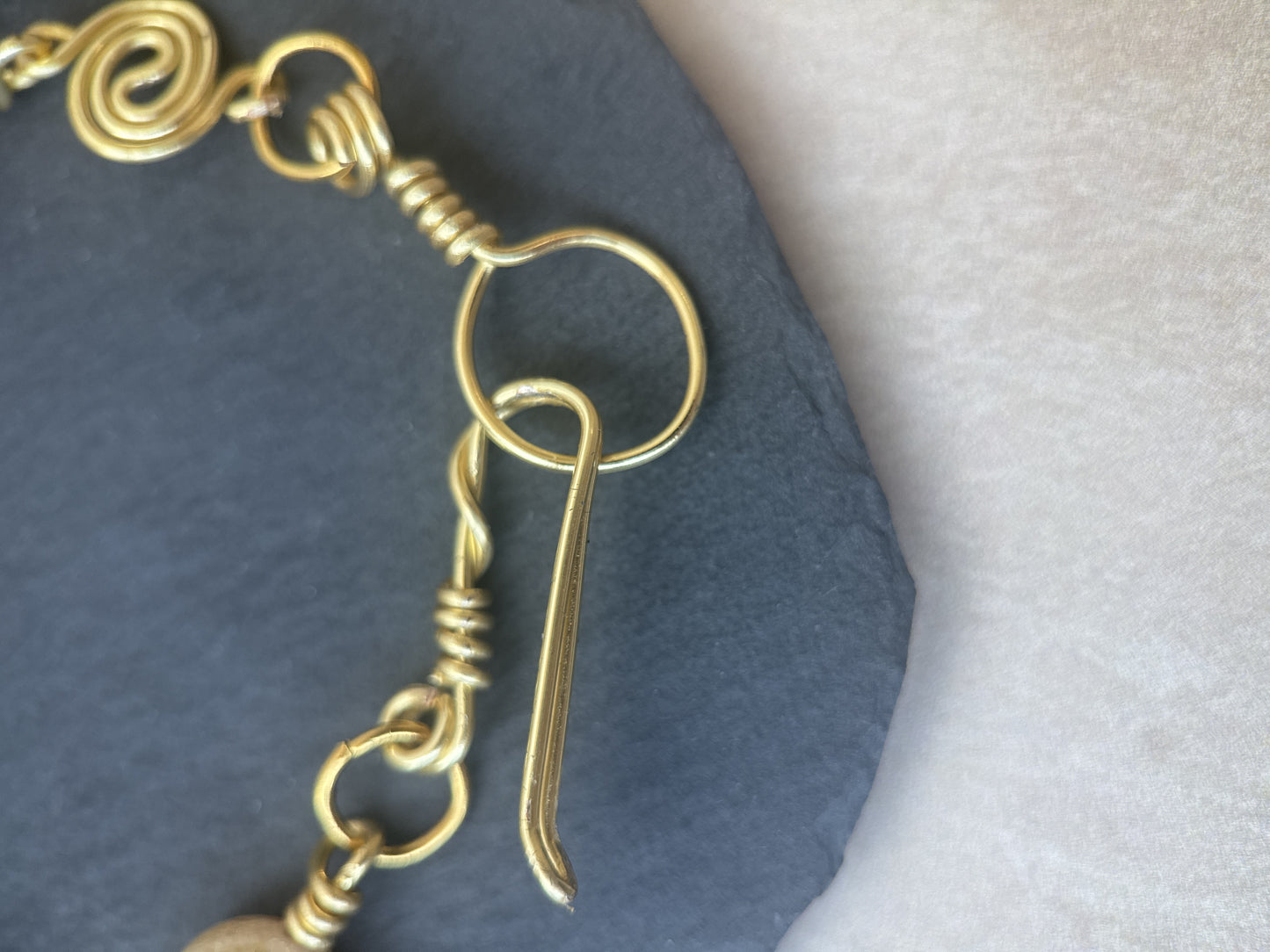 Gold-Plated Handcrafted Spiral Tourmaline Bracelet