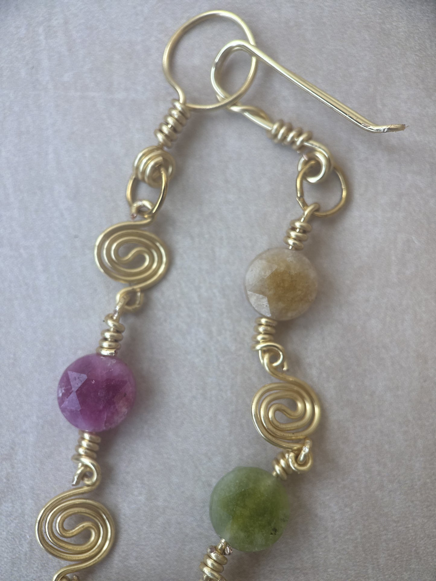 Gold-Plated Handcrafted Spiral Tourmaline Bracelet