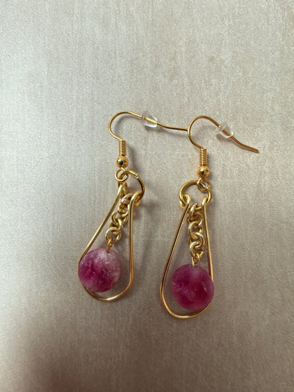 Handcrafted Gold Plated Earrings with Natural Multi-Colour Tourmaline — Each Pair Unique
