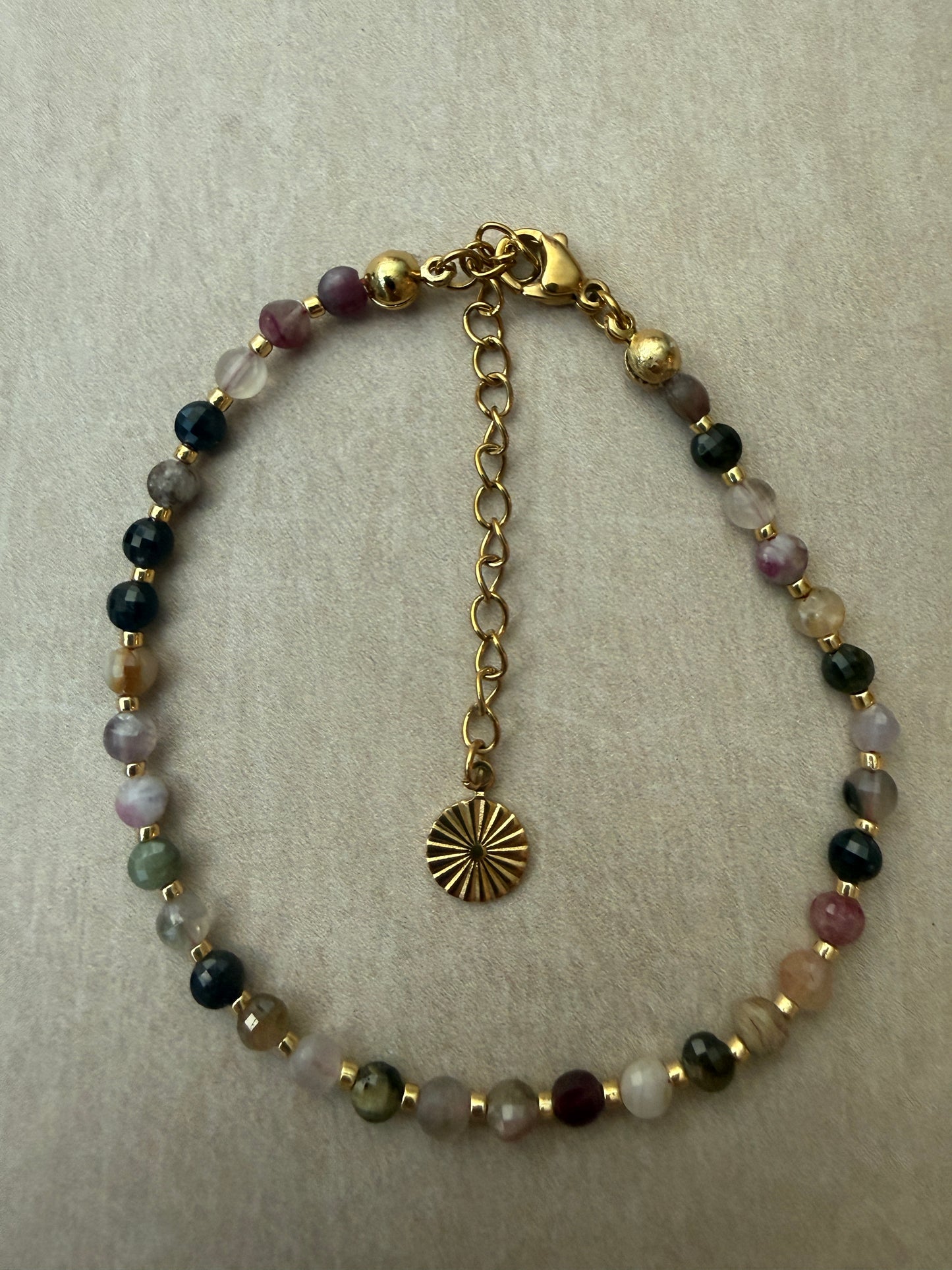18k Gold-Plated Multicoloured Tourmaline Bracelet