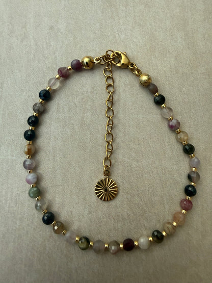 18k Gold-Plated Multicoloured Tourmaline Bracelet