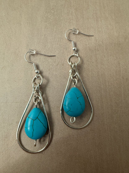 Silver Plated Howlite Bead Earrings