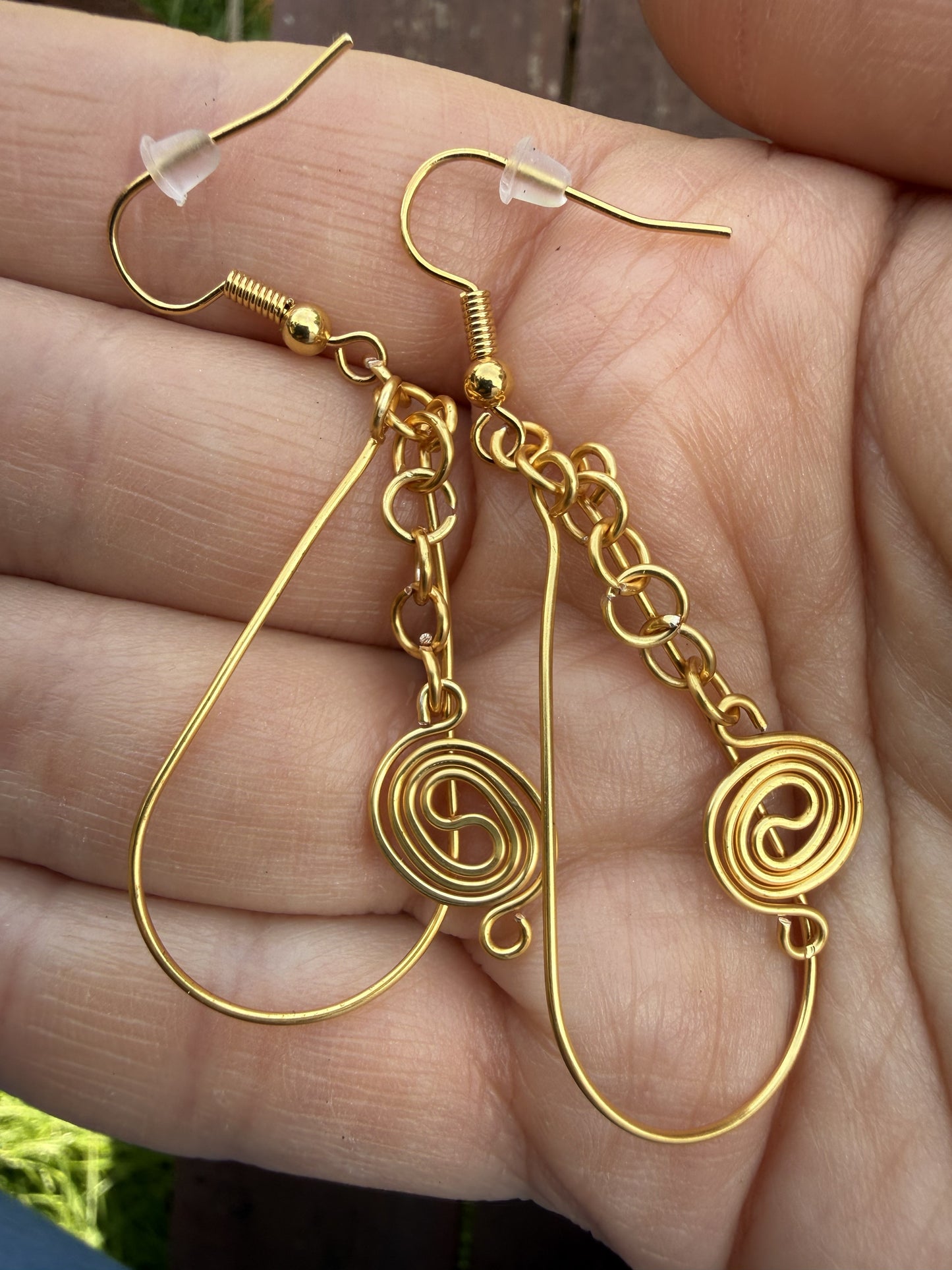 Gold Plated Spiral Teardrop Earrings