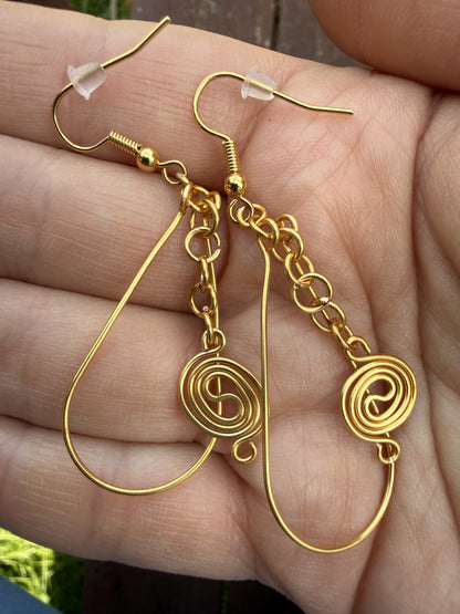 Gold Plated Spiral Teardrop Earrings