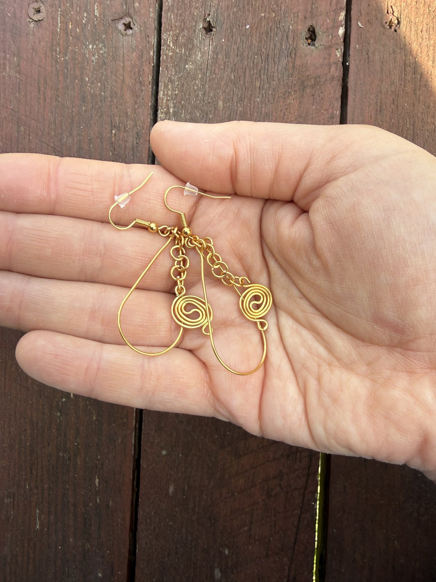 Gold Plated Spiral Teardrop Earrings
