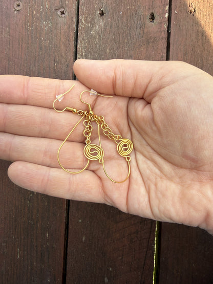 Gold Plated Spiral Teardrop Earrings