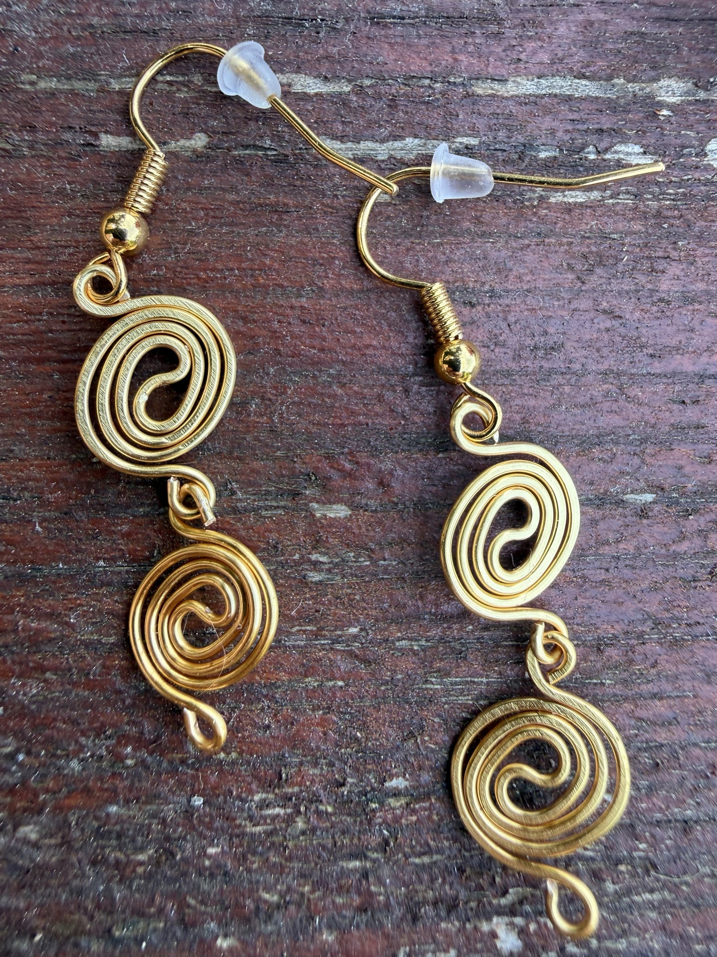 Gold Plated Double Spiral Earrings